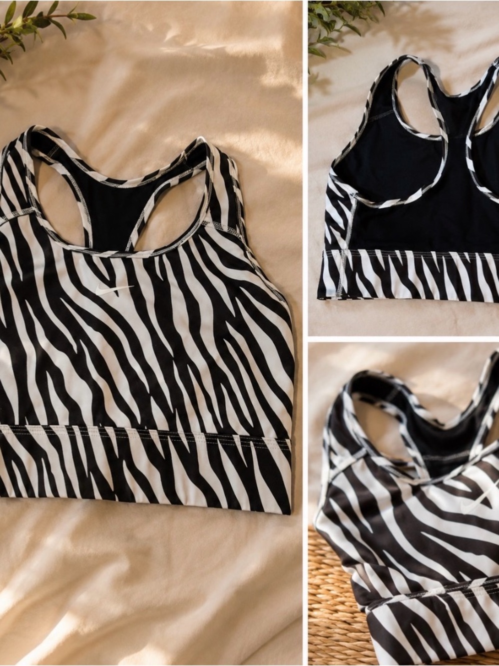 Nike Zebra Print Racerback Sports Bra - Black & White